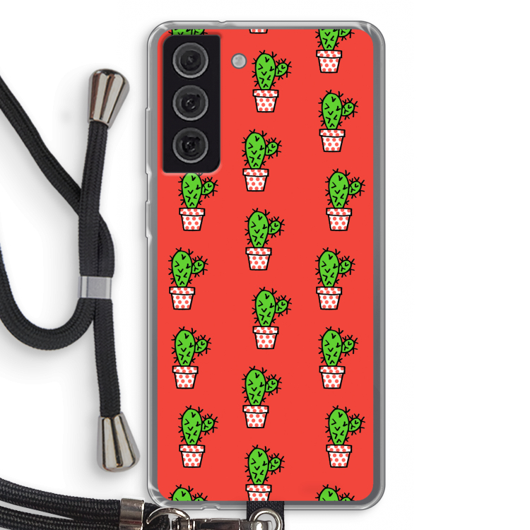 Mini cactus: Samsung Galaxy S21 FE Transparant Hoesje met koord