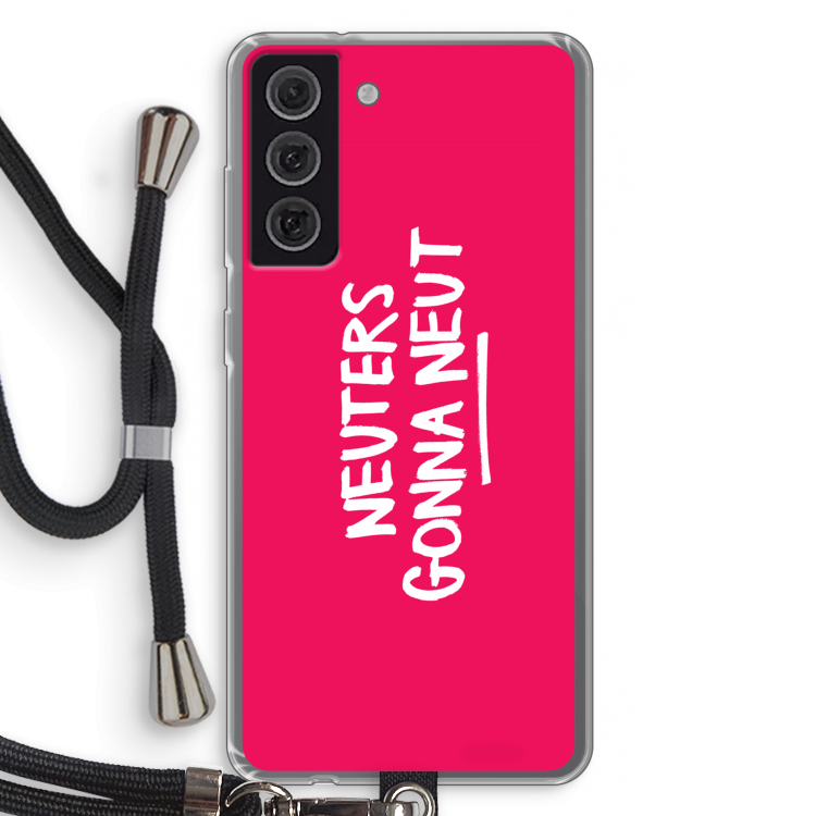 Neuters (roze): Samsung Galaxy S21 FE Transparant Hoesje met koord