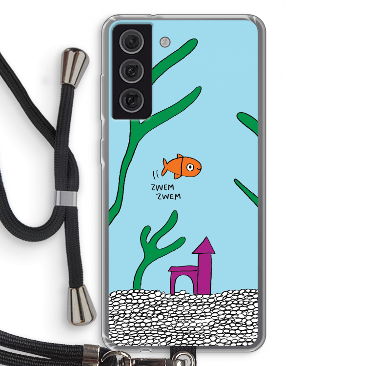 Aquarium: Samsung Galaxy S21 FE Transparant Hoesje met koord