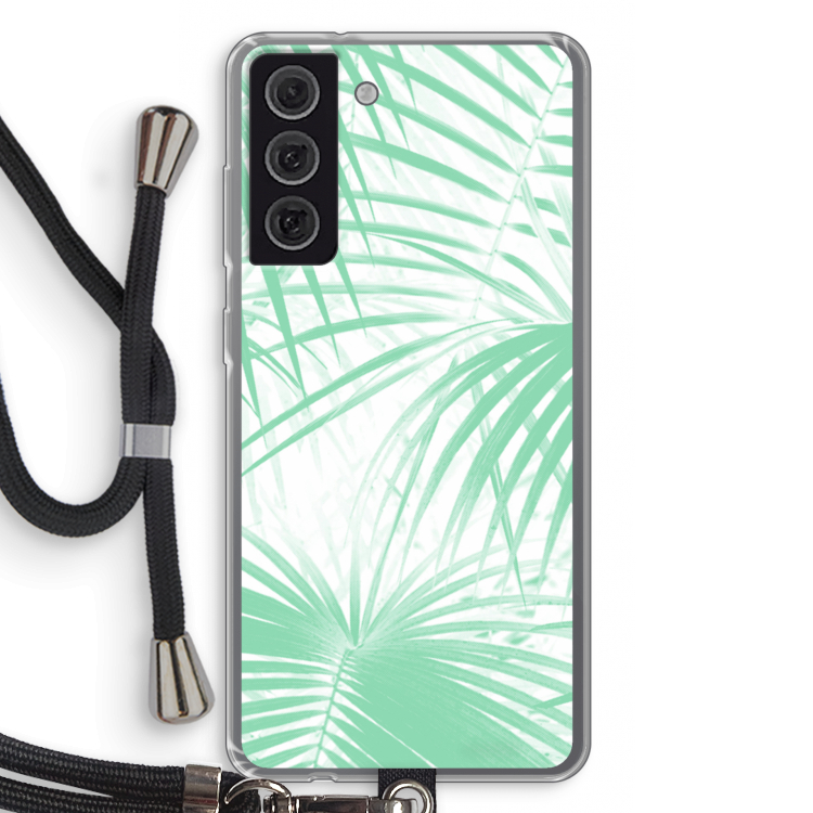 Palmbladeren: Samsung Galaxy S21 FE Transparant Hoesje met koord