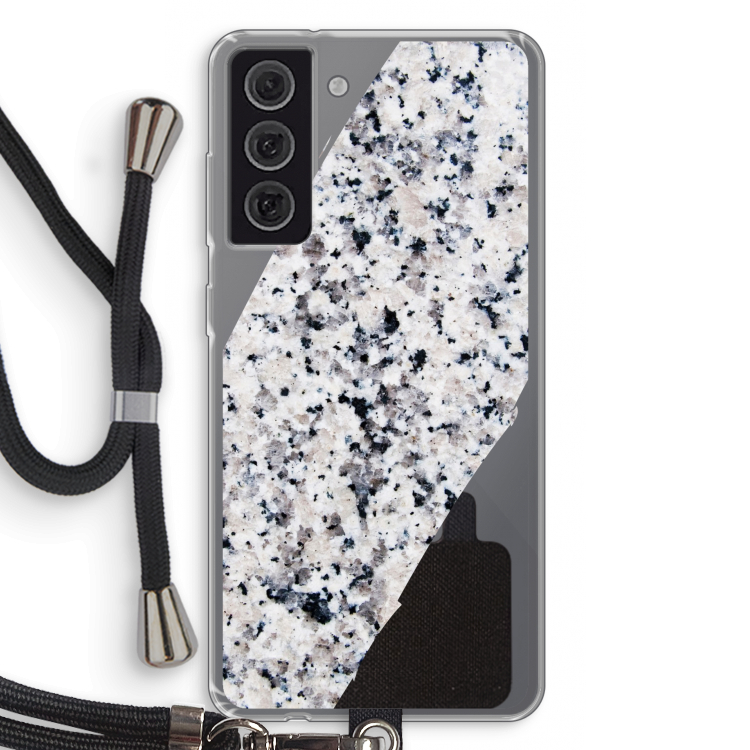 Gespikkelde marmer: Samsung Galaxy S21 FE Transparant Hoesje met koord