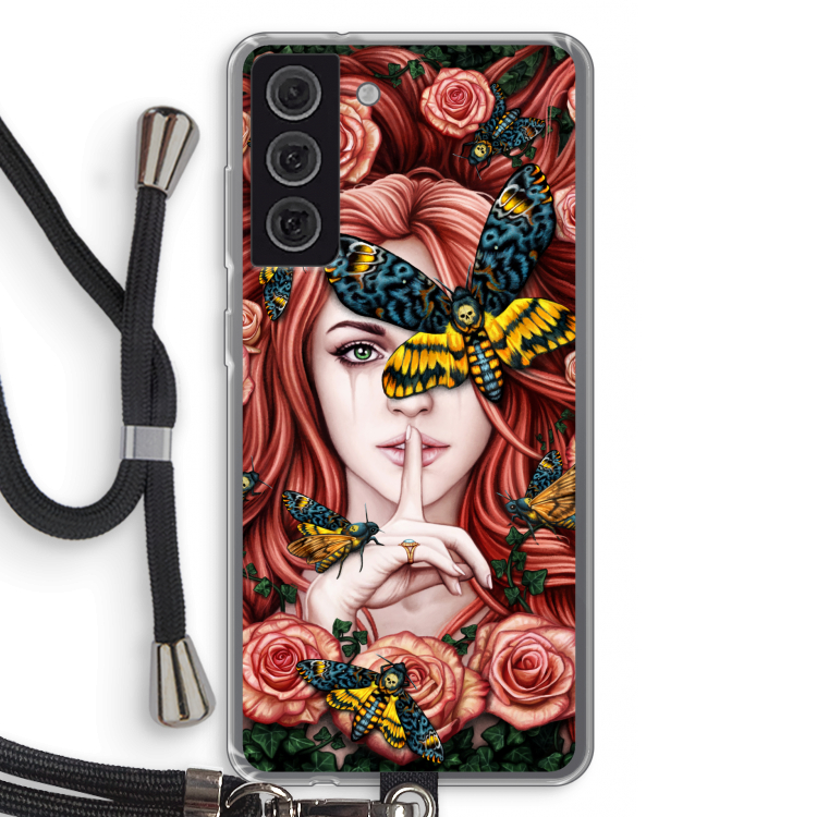 Lady Moth: Samsung Galaxy S21 FE Transparant Hoesje met koord