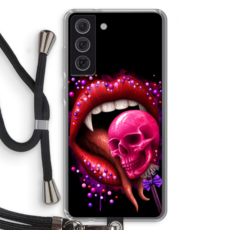 Dodelijk zoet: Samsung Galaxy S21 FE Transparant Hoesje met koord