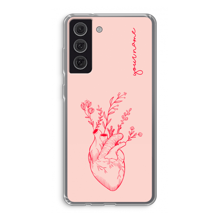 Blooming Heart: Samsung Galaxy S21 FE Transparant Hoesje