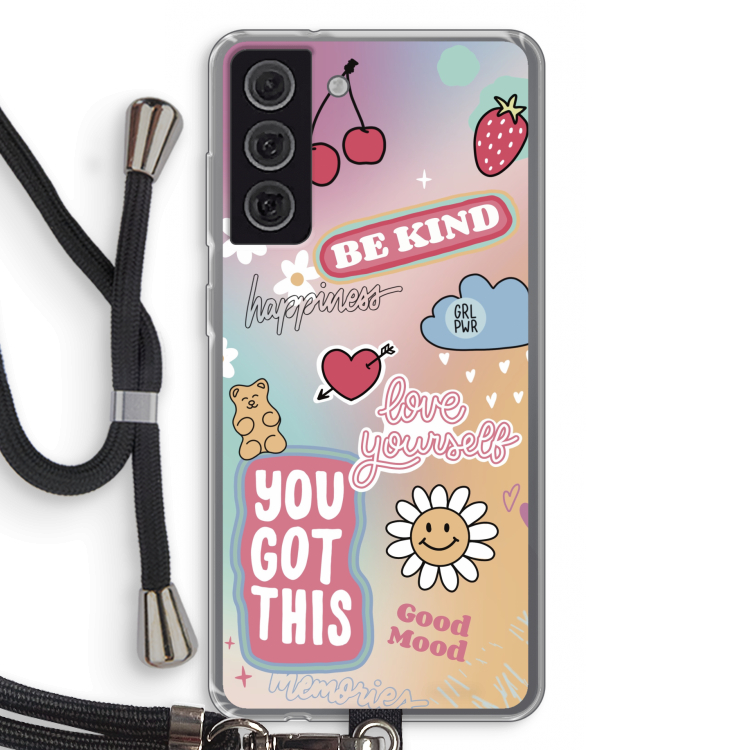 Positivity: Samsung Galaxy S21 FE Transparant Hoesje met koord