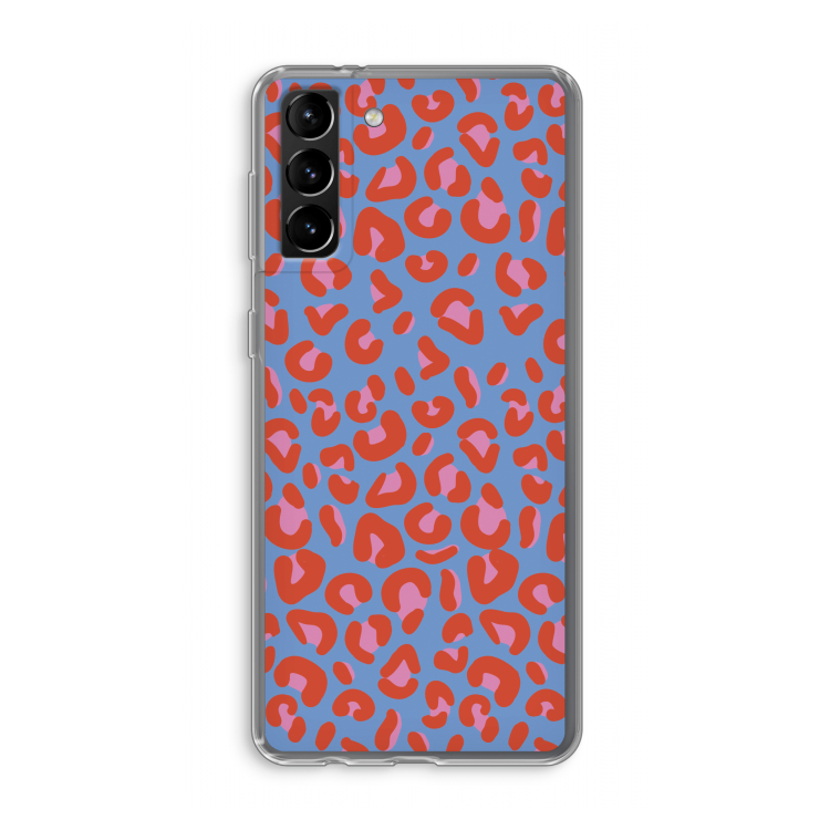 Leopard blue: Samsung Galaxy S21 Plus Transparant Hoesje