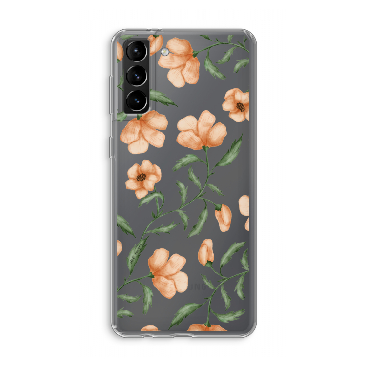 Peachy flowers: Samsung Galaxy S21 Plus Transparant Hoesje
