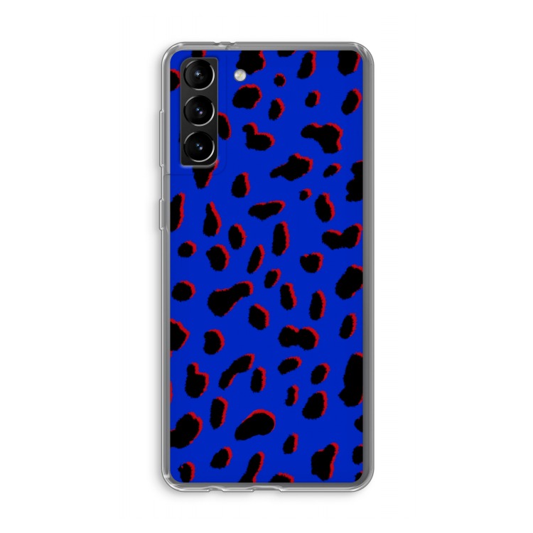 Blue Leopard: Samsung Galaxy S21 Plus Transparant Hoesje