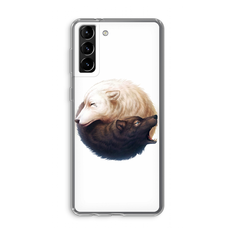 Yin Yang Wolves: Samsung Galaxy S21 Plus Transparant Hoesje
