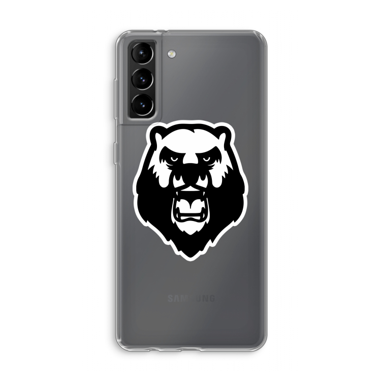 Angry Bear (white): Samsung Galaxy S21 Plus Transparant Hoesje
