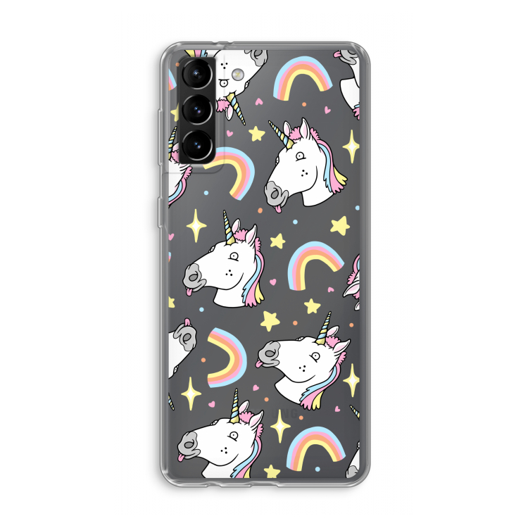 Rainbow Unicorn: Samsung Galaxy S21 Plus Transparant Hoesje
