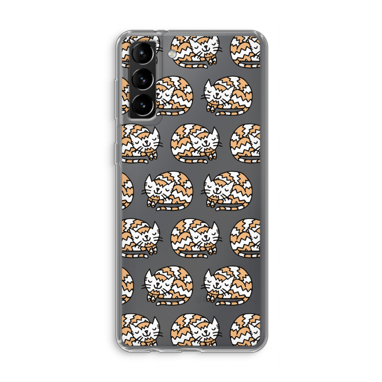 Slapende poes: Samsung Galaxy S21 Plus Transparant Hoesje