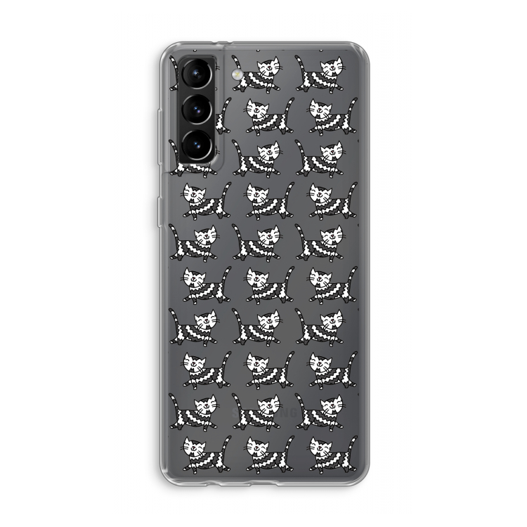 Zwarte poes: Samsung Galaxy S21 Plus Transparant Hoesje