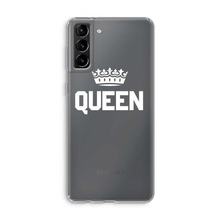 Queen zwart: Samsung Galaxy S21 Plus Transparant Hoesje