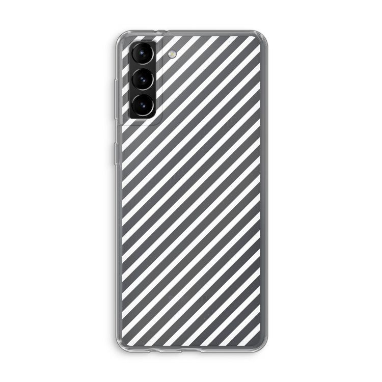 Strepen zwart-wit: Samsung Galaxy S21 Plus Transparant Hoesje