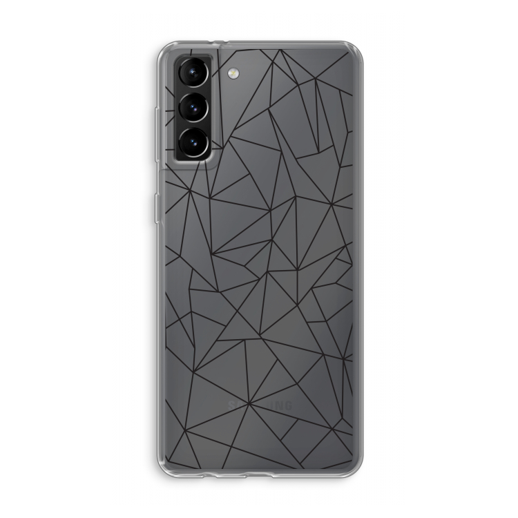 Geometrische lijnen zwart: Samsung Galaxy S21 Plus Transparant Hoesje