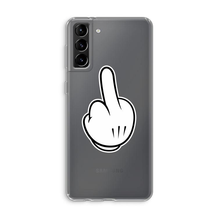 Middle finger black: Samsung Galaxy S21 Plus Transparant Hoesje