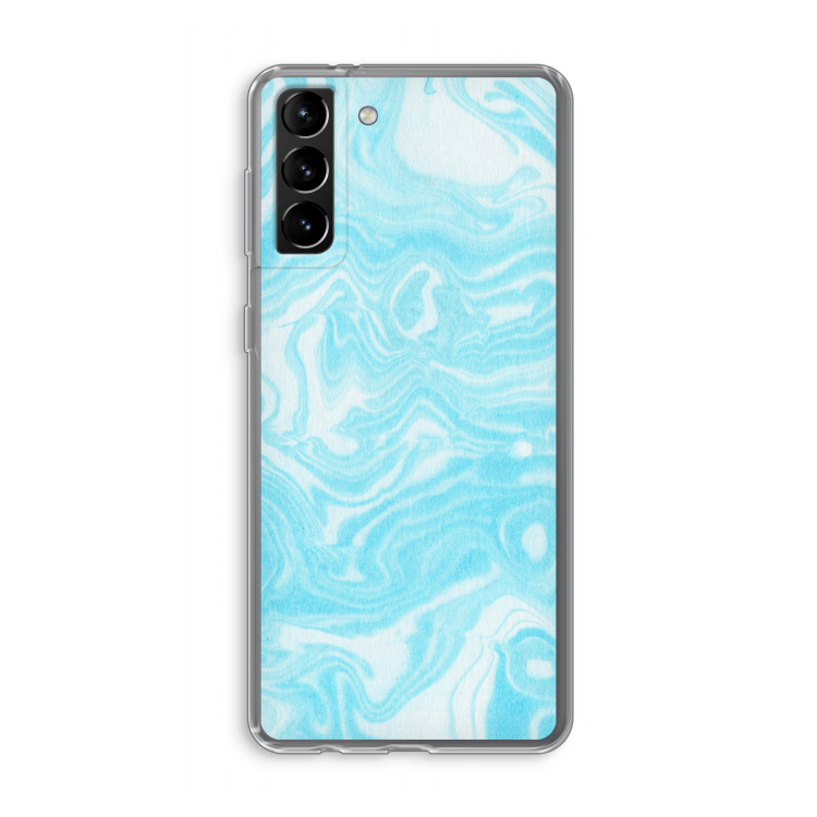 Waterverf blauw: Samsung Galaxy S21 Plus Transparant Hoesje