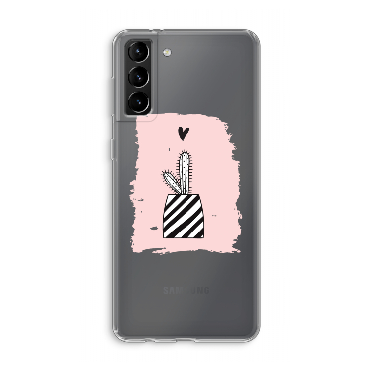 Zwart-wit cactus: Samsung Galaxy S21 Plus Transparant Hoesje