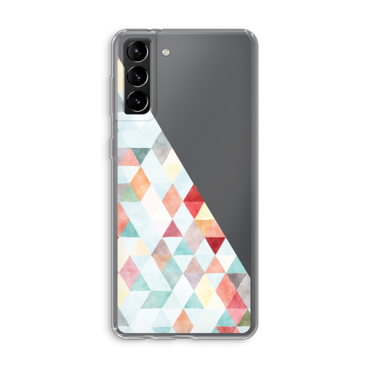 Gekleurde driehoekjes pastel: Samsung Galaxy S21 Plus Transparant Hoesje