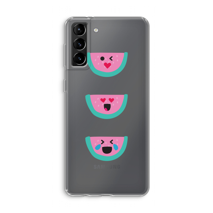 Smiley watermeloen: Samsung Galaxy S21 Plus Transparant Hoesje