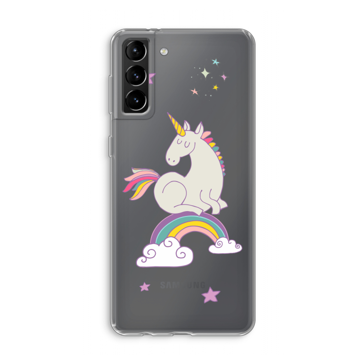 Regenboog eenhoorn: Samsung Galaxy S21 Plus Transparant Hoesje