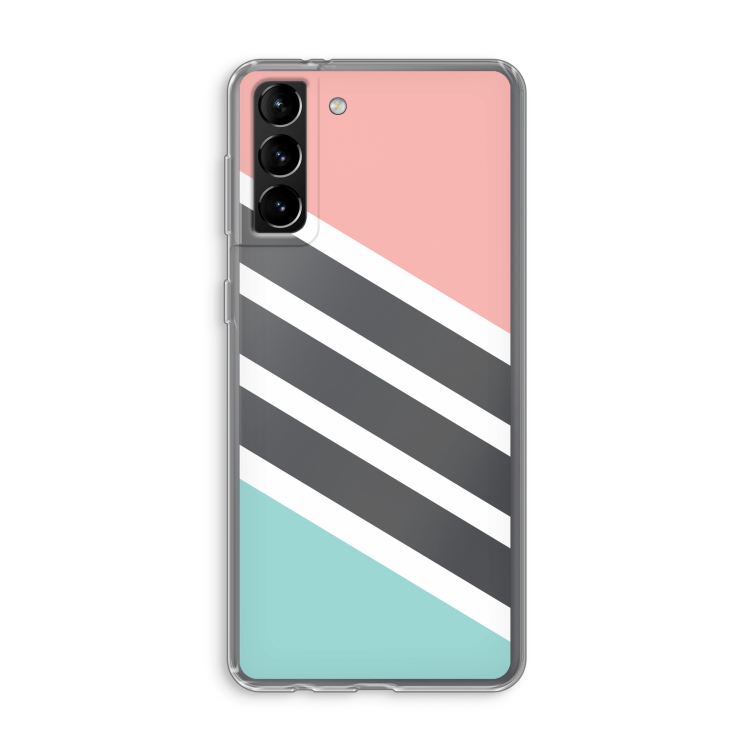 Strepen pastel: Samsung Galaxy S21 Plus Transparant Hoesje