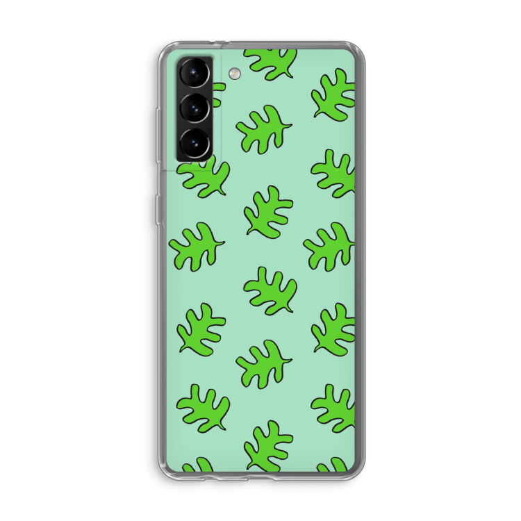 Groene blaadjes: Samsung Galaxy S21 Plus Transparant Hoesje