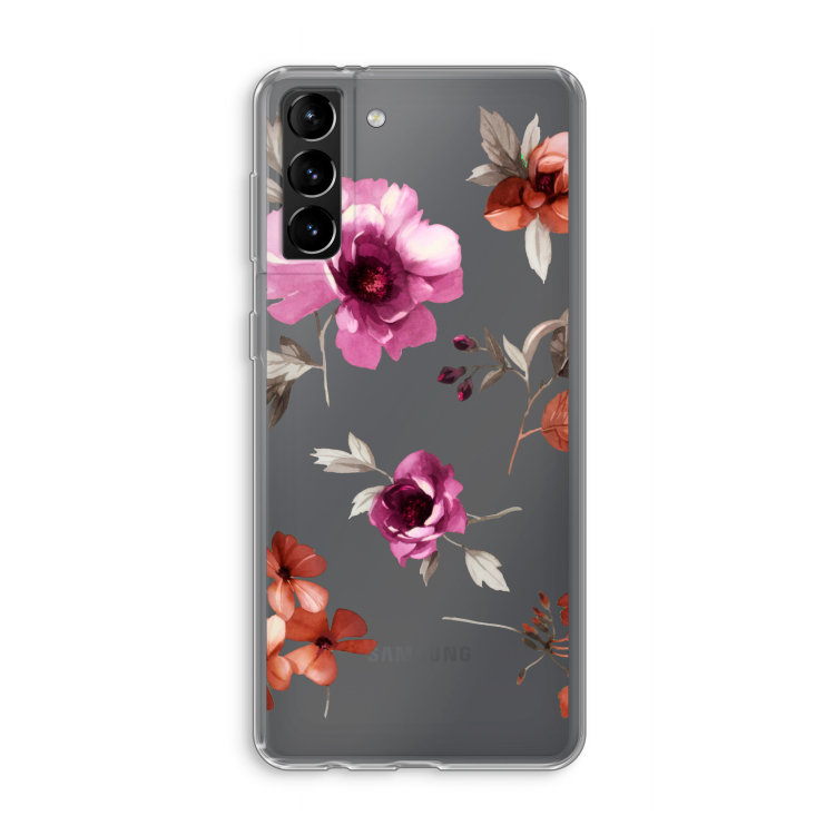 Geschilderde bloemen: Samsung Galaxy S21 Plus Transparant Hoesje