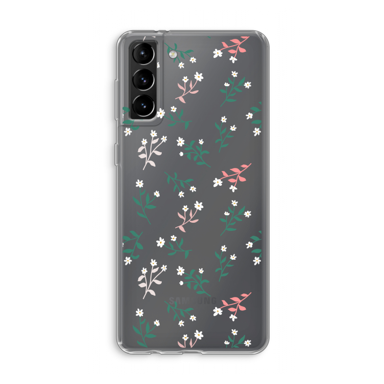 Small white flowers: Samsung Galaxy S21 Plus Transparant Hoesje
