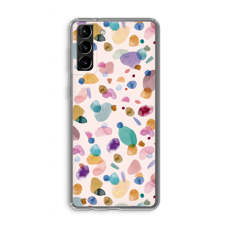 Terrazzo Memphis Pink: Samsung Galaxy S21 Plus Transparant Hoesje