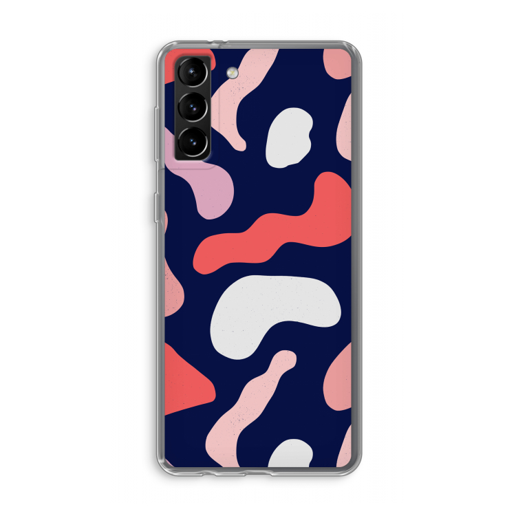 Memphis Shapes Pink: Samsung Galaxy S21 Plus Transparant Hoesje