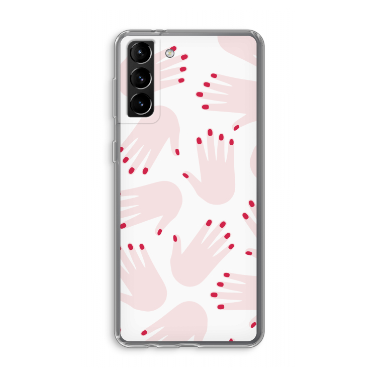 Hands pink: Samsung Galaxy S21 Plus Transparant Hoesje