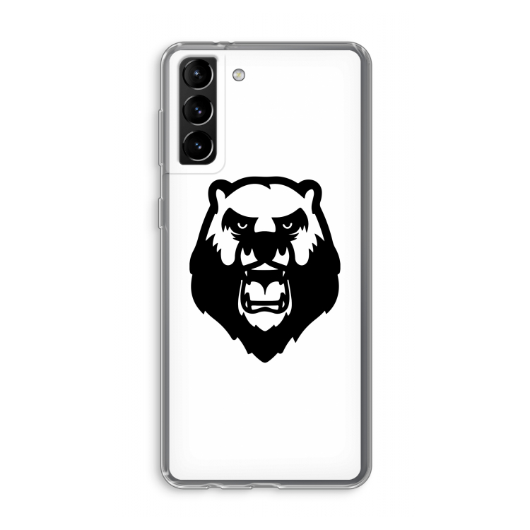 Angry Bear (white): Samsung Galaxy S21 Plus Transparant Hoesje