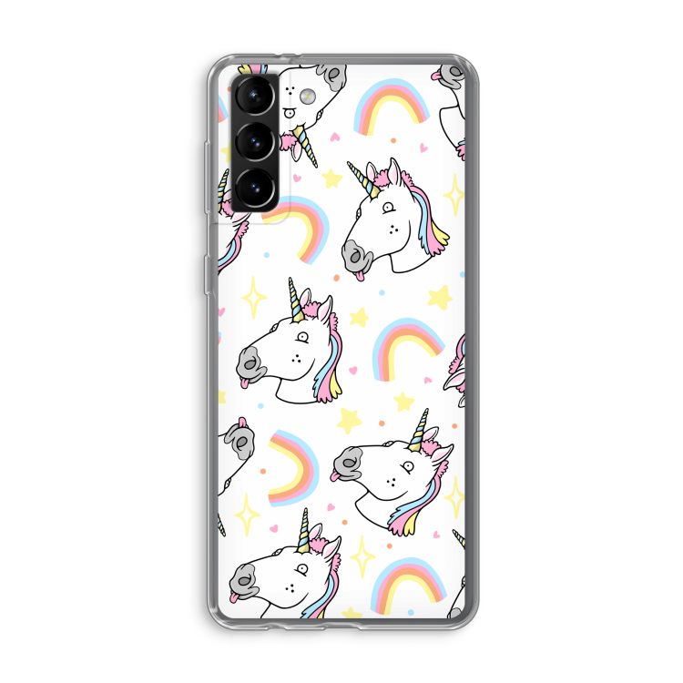 Rainbow Unicorn: Samsung Galaxy S21 Plus Transparant Hoesje