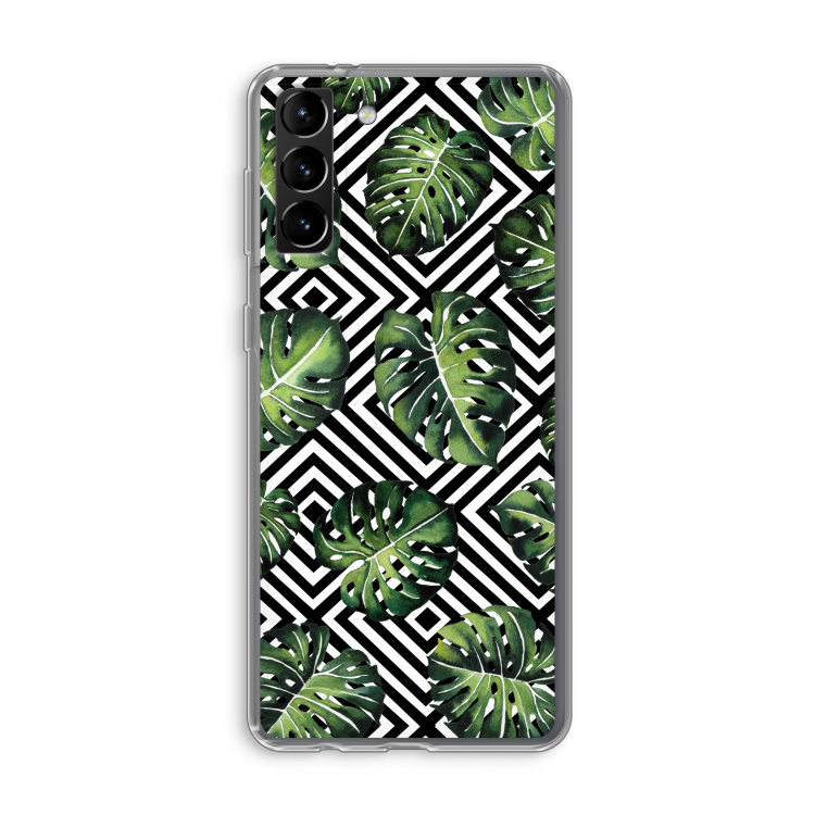 Geometrische jungle: Samsung Galaxy S21 Plus Transparant Hoesje