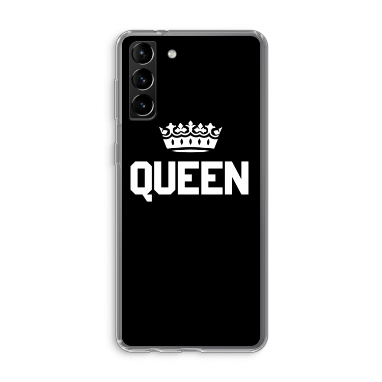 Queen zwart: Samsung Galaxy S21 Plus Transparant Hoesje