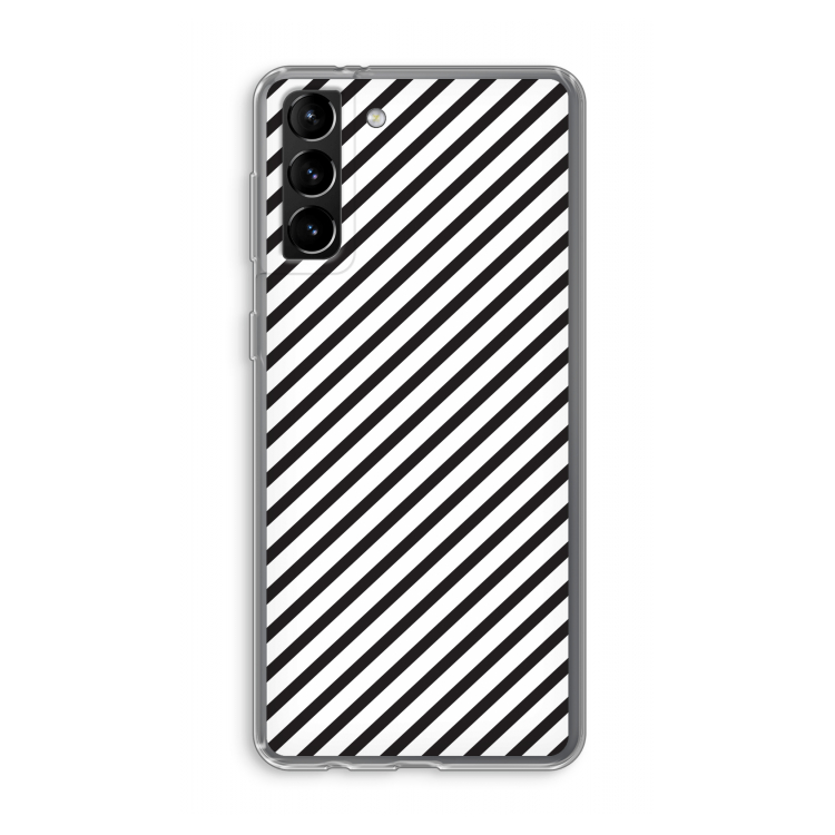Strepen zwart-wit: Samsung Galaxy S21 Plus Transparant Hoesje
