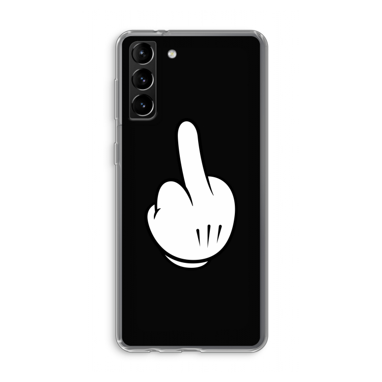 Middle finger black: Samsung Galaxy S21 Plus Transparant Hoesje