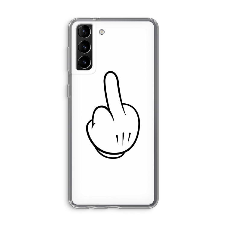 Middle finger white: Samsung Galaxy S21 Plus Transparant Hoesje