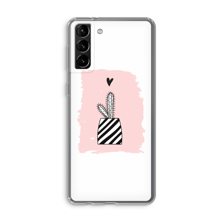 Zwart-wit cactus: Samsung Galaxy S21 Plus Transparant Hoesje