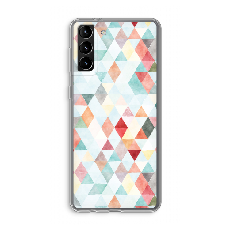 Gekleurde driehoekjes pastel: Samsung Galaxy S21 Plus Transparant Hoesje