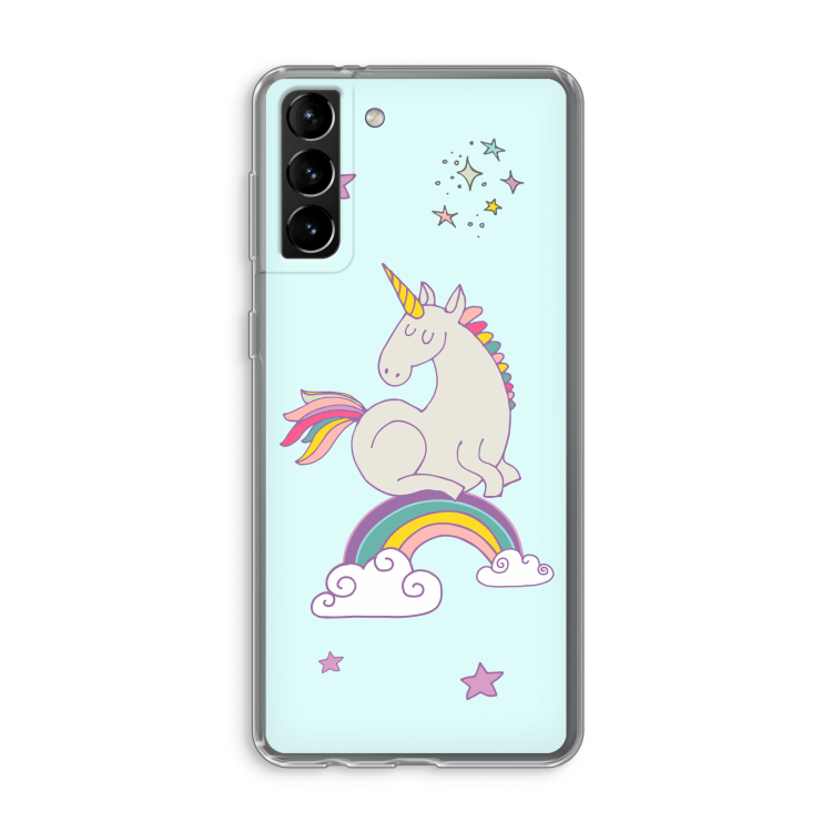 Regenboog eenhoorn: Samsung Galaxy S21 Plus Transparant Hoesje