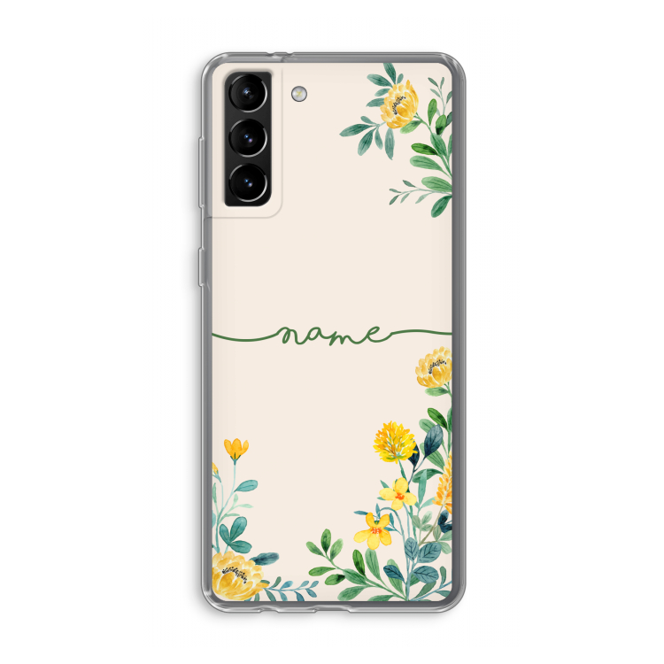 Gele bloemen: Samsung Galaxy S21 Plus Transparant Hoesje