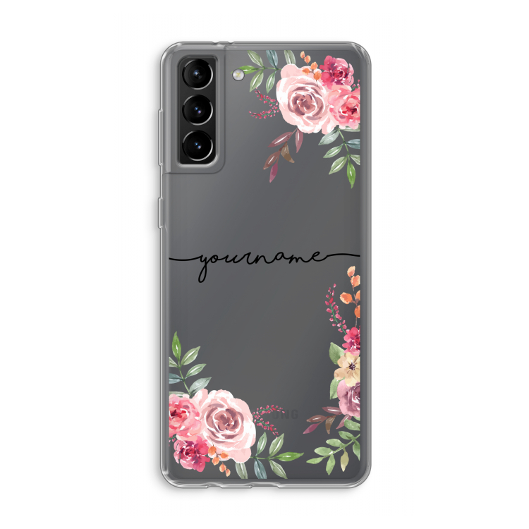 Rozen: Samsung Galaxy S21 Plus Transparant Hoesje