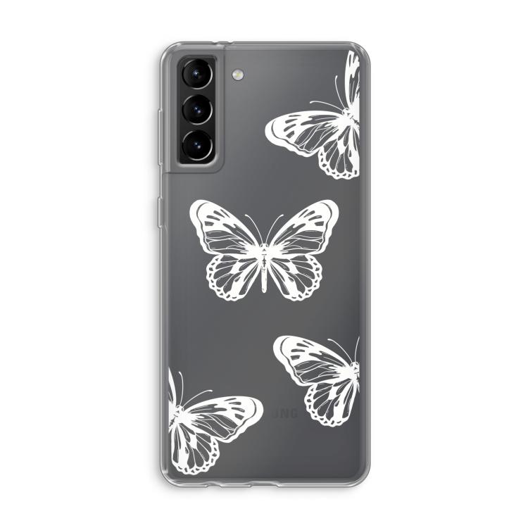 White butterfly: Samsung Galaxy S21 Plus Transparant Hoesje