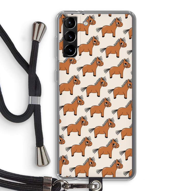 Pony: Samsung Galaxy S21 Plus Transparant Hoesje met koord
