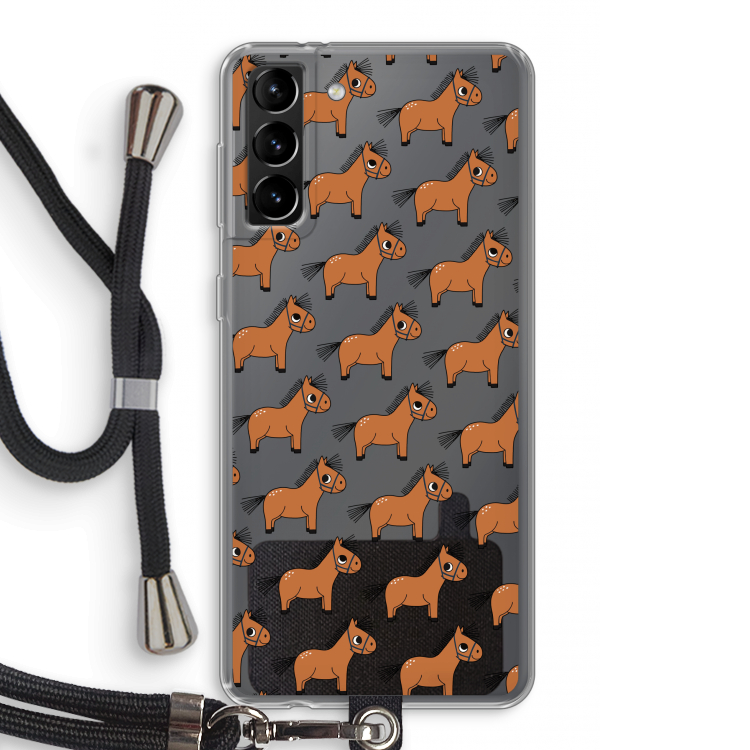 Pony: Samsung Galaxy S21 Plus Transparant Hoesje met koord