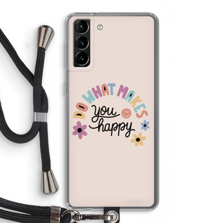 Happy days: Samsung Galaxy S21 Plus Transparant Hoesje met koord