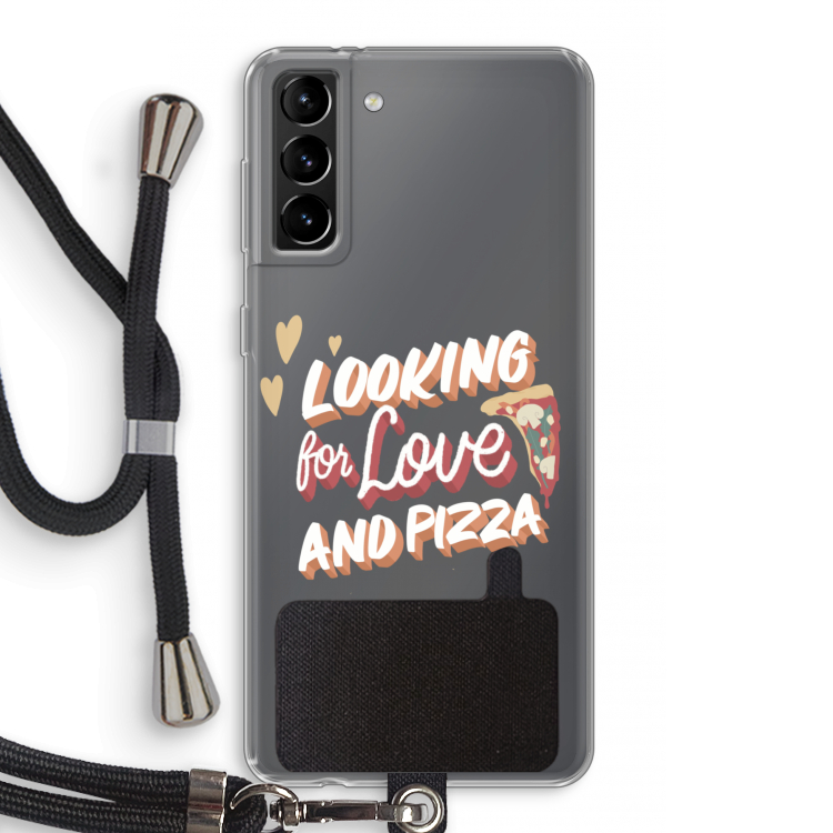 Pizza is the answer: Samsung Galaxy S21 Plus Transparant Hoesje met koord